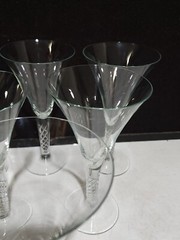 SET OF 6 -Vintage Clear Glass 8.5″ Air Twist Helix WATER Glasses