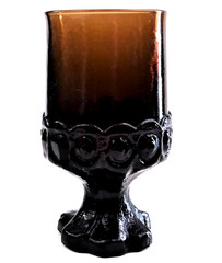 Tiffin Franciscan Madeira Glass Smoke Brown Wine Goblet Footed Stem 5.5″ Vintage