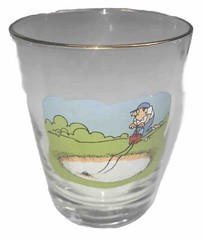 VTG Set Of 6 ASHBY – GOLF Glass Cups-Cocktail TUMBLER – GOLF Themed Glass COMEDY