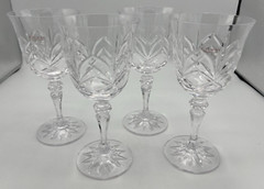 Galway Irish Crystal Oranmore Pattern Water Wine Goblet Glasses Set of 4