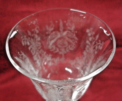 HTF HEISEY ORCHID plate etched #507 small 5 1/4″ GLASS WINE GOBLET – 5025- MINT!