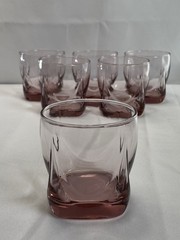 Spring Vintage Libbey Imperial Plum Pink Retro Lowball Drinking Glasses Set of 6