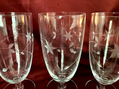Vintage Princess House Star Etched Water Footed Tumblers Set of 6