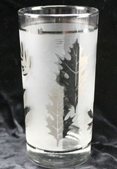 Vintage Leaf Silver Chrome and Frosted Glass Set of 4 Glasses