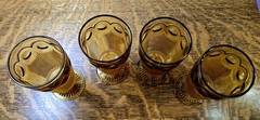 4 Vtg St Genevieve Amber By Bartlett Collins Iced Tea/Water 6¼» Glasses