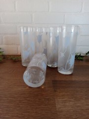 Set of 5 Luminarc Blue Bells Glasses Vintage Highball Collins Long Drink Rare
