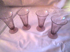 Rare Fostoria Vernon Lavender / Orchid 5 1/4 inch Iced Tea Goblet Set of 4