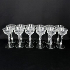 ROCK SHARPE STEM 3005-10 SET OF 12 LIQUOR COCKTAIL ETCHED CRYSTAL GLASS