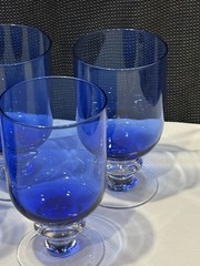 Five (5) Elegant Cobalt Blue Water Goblets