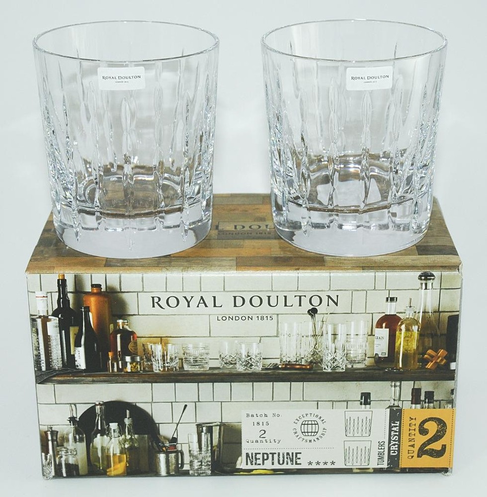 Royal Doulton ~ Neptune – Crystal Tumbler Pair – Set of 2 *BRAND NEW in Box!!