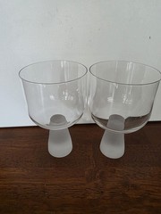 Bergen Clear Glass Pedestal Goblet – Frosted Stem (Set of 2)