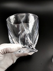 (4) MIKASA CRYSTAL~»Motion» Twist Base~Double Old Fashion Glasses~3.75″~PRISTINE