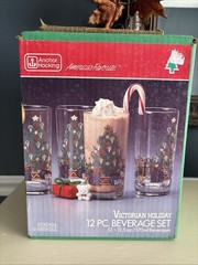 Vintage Christmas Anchor Hocking VICTORIAN HOLIDAY 12.5 oz Glass Tumbler Set
