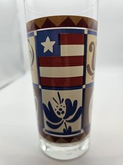 Set Of 6 VTG Pfaltzgraff 16oz Glasses Tumblers Colonial Americana Folk Art 6.25″
