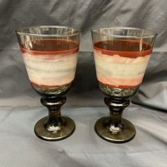 2 Libbey Sango Nova Brown Stem 7″ Wine Water Drink Goblet Glass Set Vintage