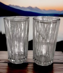 RARE VINTAGE CRISA CQ15 Vertical Cut 12 Oz Flat Grannycore Tumbler Set Of 2