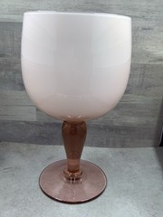 Vintage Carlo Moretti Murano Cased White Pink Blush Wine Glass 10” Italy