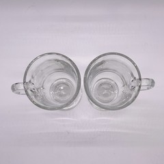 Arc France Glass Irish Coffee Cappuccino Mugs Footed Clear Glass Pair 4” Vintage