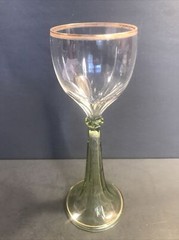 Antique Moser Style Wine Glass/Stemware/Flute Glass/Gilded/Czechoslovakia C.1900
