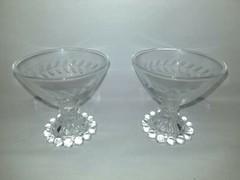 2 Anchor Hocking Glass Bubble BOOPIE Laurel Leaf Sherbets/Champagne Goblets_TWO