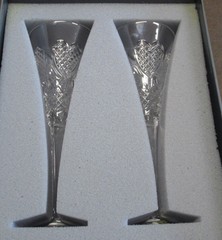Waterford Crystal Celebration Love Toasting Champagne 10 1/2″ Stem Goblet, Pair