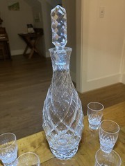 Hoya Japan Lead Crystal Decanter and Set of 6 Glasses