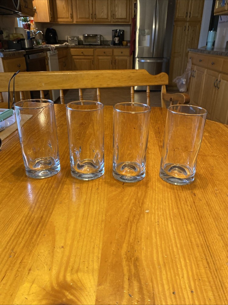 Set of 4 Pinched Dimpled Tumblers 16Oz Drinking Glasses