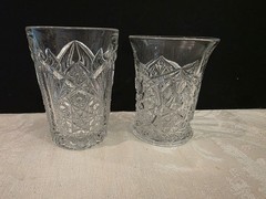 Vintage American Brilliant Period (ABP) Clear Glass 6 Oz Tumblers 2 Designs