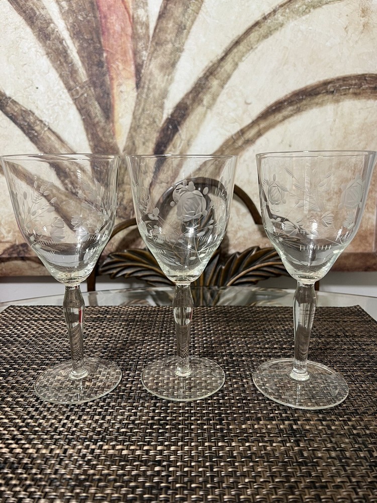 Etched Glasses Set Of 3