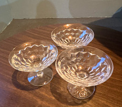 Set of 3 Clear Decorative Glass Cocktail Coupe Glasses, Stemmed