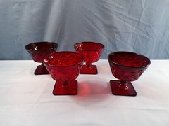 Set of 4 Imperial Mt. Vernon Ruby Red Glass Sherbets 3 1/8″ Tall