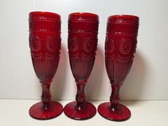 Set of 3 The Pioneer Woman Adeline Red Glass Champagne Flute