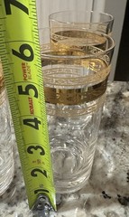 Six Vintage Gold Banded Regency Highball Tumblers, Retro Cocktail Barware MCM
