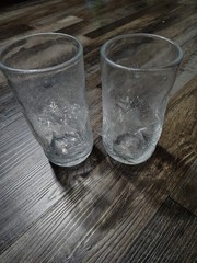 Pair Of Vintage BLENKO Clear Pinched Dimple Handblown Glass Tumblers