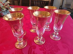 Vintage Set of 6 Medici Champagne Flutes Arte Italica 24k Gold Trim
