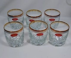 Valencia Old Fashion Glasses Hand decorated 24K Gold set of 6 10.5 oz Turkey