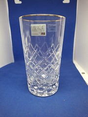 Set Of 5 MIKASA Germany Tall Highball Crystal Glasses Regal Court TALL Gold Rim