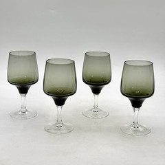 4 Sasaki Harmony Smoke Small Wine Sherry Glasses – Japan Vintage MCM 5″ H EUC