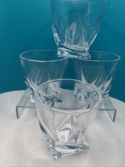 4 Mikasa Motion Crystal Old Fashioned Tumblers Twist Design