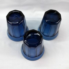 Noritake Provincial Colonial Blue Glass 10 oz Paneled Flared Tumblers Lot of 3