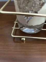 Vintage MCM Gold and Frosted Hazelware 8 Glasses + Caddy