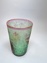 19c. Grand Tour Baccarat Cameo Cranberry Vaseline Glass Paris Beaker Cup Tumbler