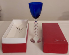 BACCARAT France VEGA FORTISSIMO Crystal COBALT BLUE Signed RHINE WINE Glass BOX