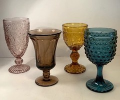 Set of 4 Assorted Vintage Glass Goblets