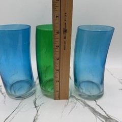 Set of 3 Leonardo Swing 6in Curved Tumbler Glasses Green Blue Germany MCM-READ