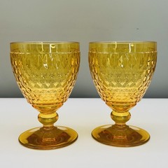 Lot 4 VILLEROY & BOCH BOSTON Amber GOBLETS XL Wine Water Sangria GLASSES 5.50″