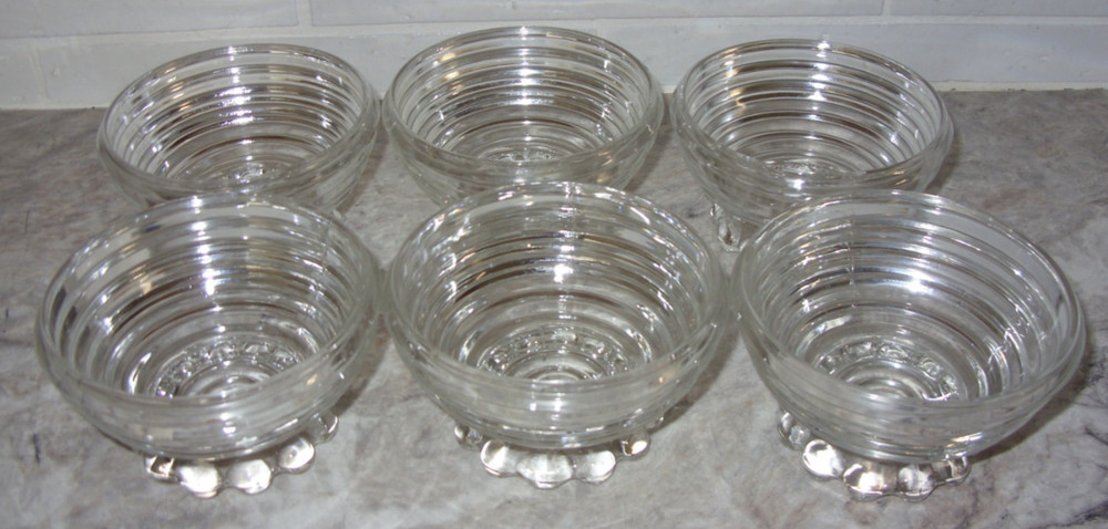 Anchor Hocking Manhattan Clear Glass 6 Sherbet Champagne Glasses Dessert Dishes