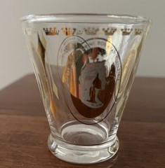 Mid-Century Cocktail Cordial Shot Glass Gold Royal Lady Portrait Cleopatra