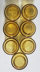 Set of 7 Vintage Libbey Bolero Gold Juice Tumbler Glasses 6oz Amber 1973