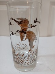 New Vtg Set Of 4 Libbey Canadian Geese In Flight High Ball Glass 12 Oz